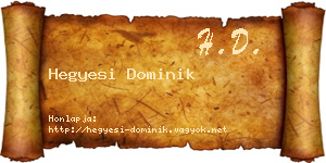 Hegyesi Dominik névjegykártya